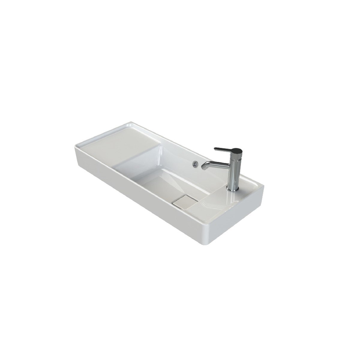 Turkuaz Cerastyle Sharp Etajerli Lavabo 80X35cm 044700-U resmi