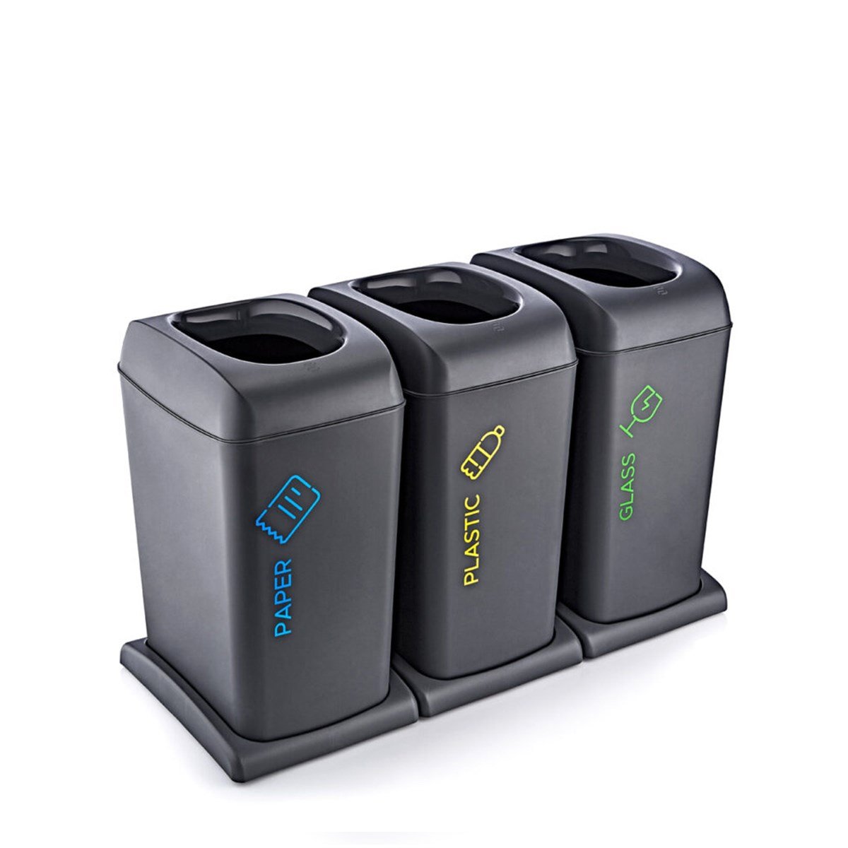Soft Tekerlekli Geri Dönüşüm Kutusu 3'lü Set 40 Lt Trn-198 resmi
