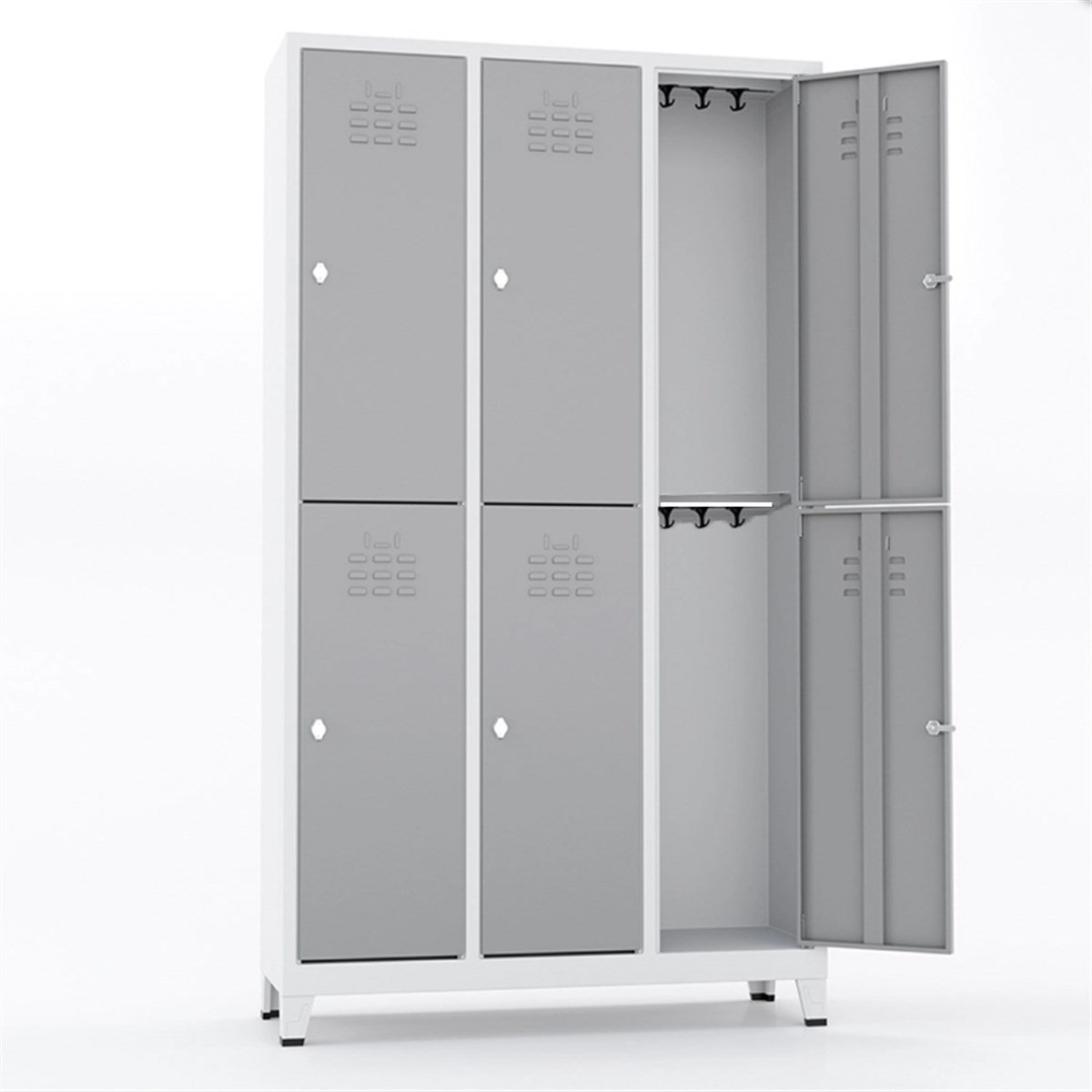 Usta Çelik Giyinme Dolabı Metal 6 Kapılı 117X40X198 U-S06 resmi