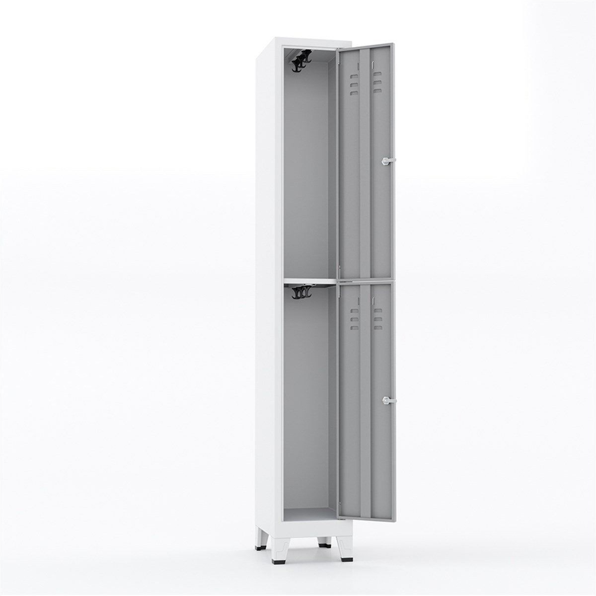 Usta Çelik Giyinme Dolabı Metal Dar Tip 2 Yarım Kapılı 32X40X198 U-D022 resmi