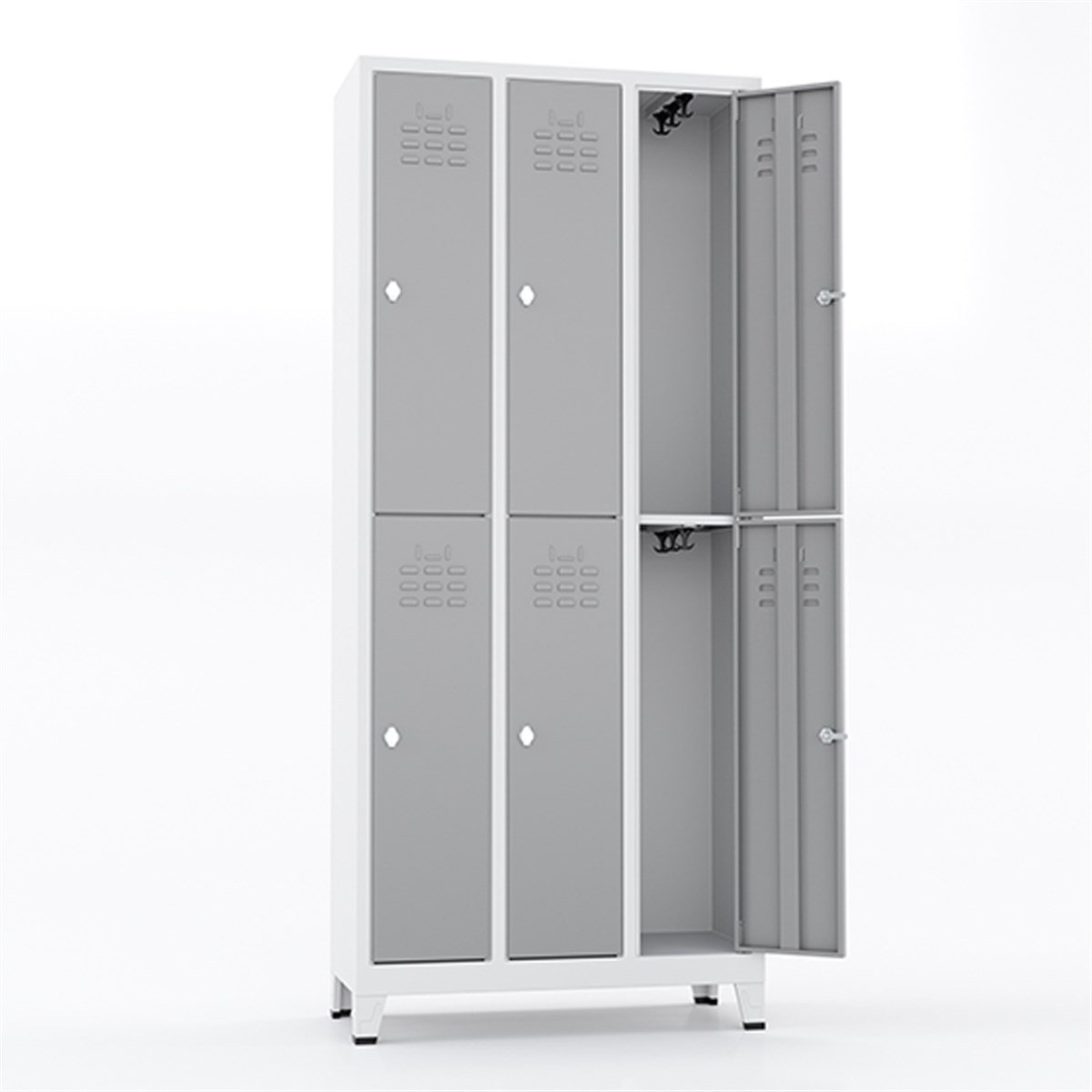 Usta Çelik Giyinme Dolabı Metal Dar Tip 6 Yarım Kapılı 90X40X198 U-D06 resmi