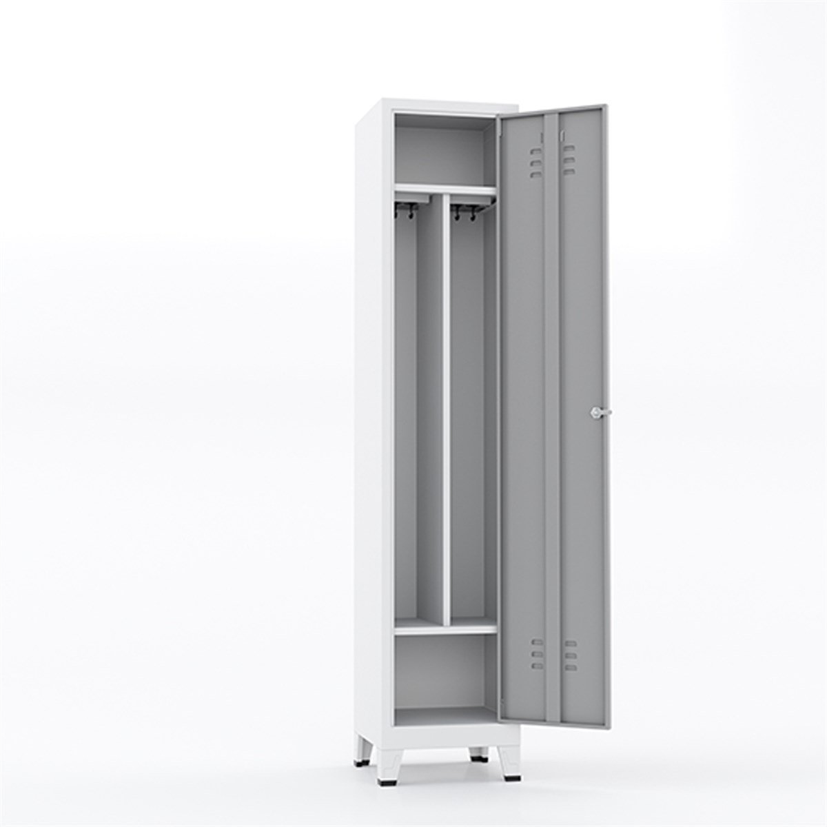 Usta Çelik Giyinme Dolabı Metal Ortadan Ayraçlı 1 Kapılı 41X40X185 U-S01Tk resmi