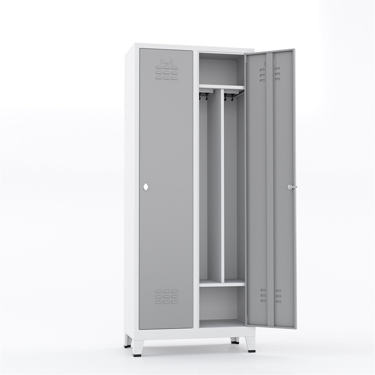 Usta Çelik Giyinme Dolabı Metal Ortadan Ayraçlı 2 Kapılı 79X40X185 U-S02Tk resmi