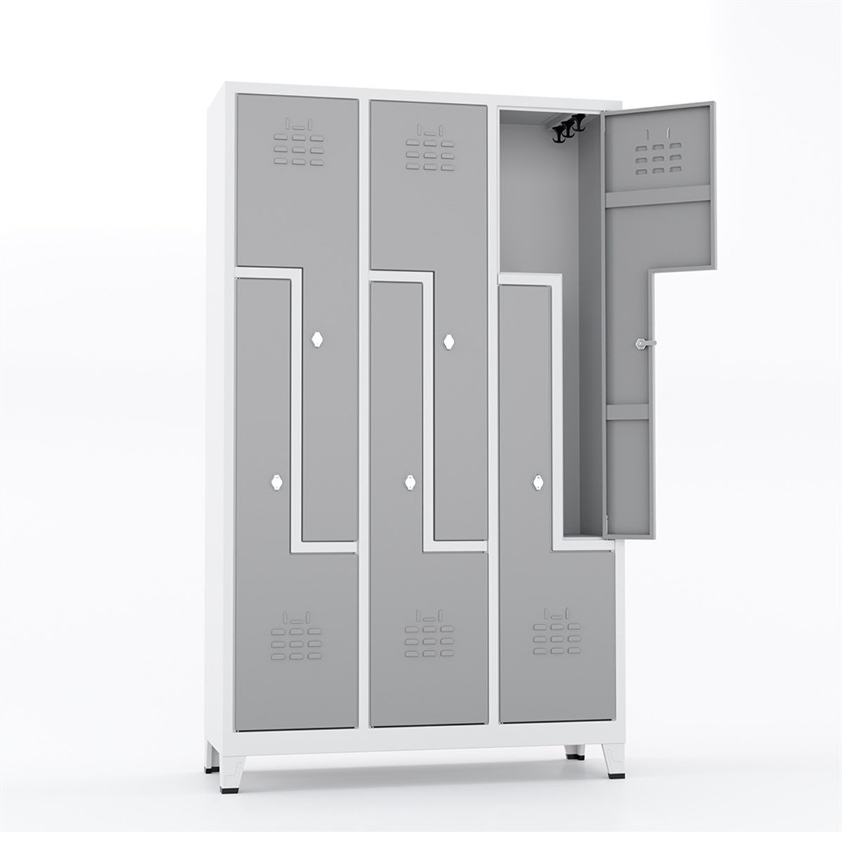 Usta Çelik Z Tipi Giyinme Dolabı Metal 6 Kapılı 117X40X185 U-Z06 resmi