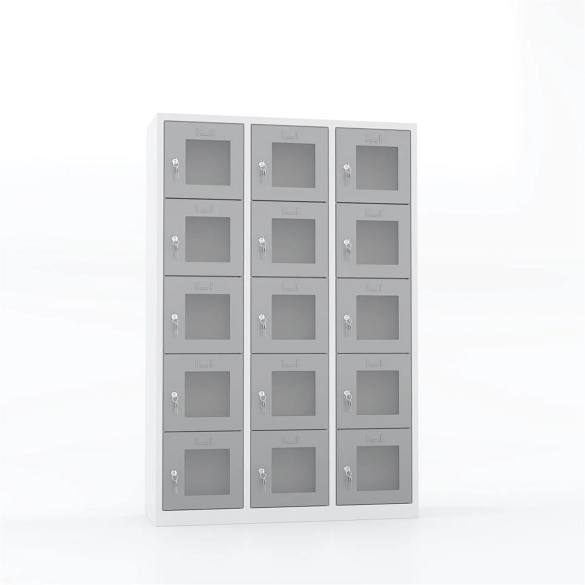 Usta Çelik Emanet Dolabı Pleksi Kapılı 15 Gözlü 117X40X175 U-Gz015-P resmi