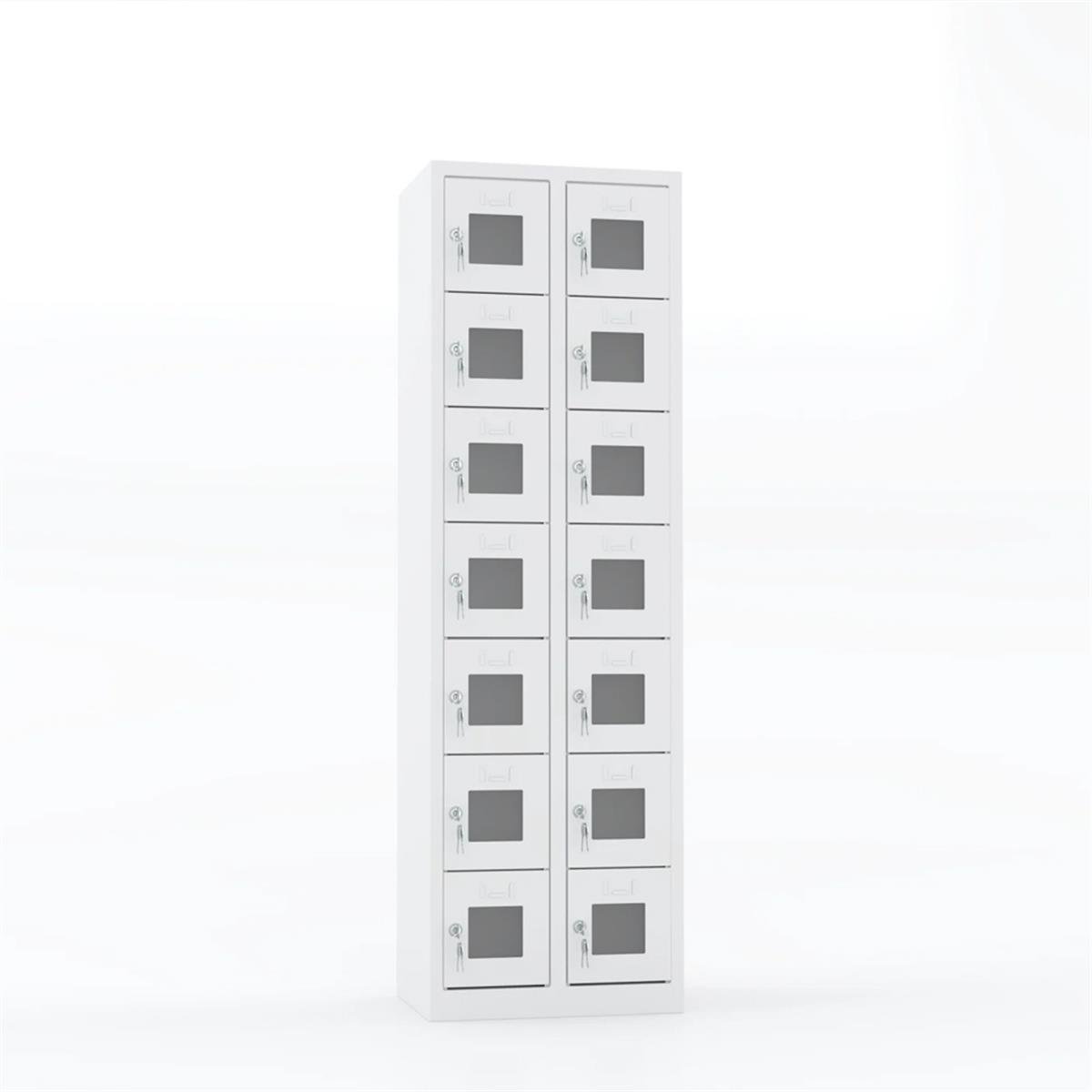 Usta Çelik Emanet Dolabı Pleksi Kapılı 14 Gözlü 56X40X182 U-Gz014-P resmi