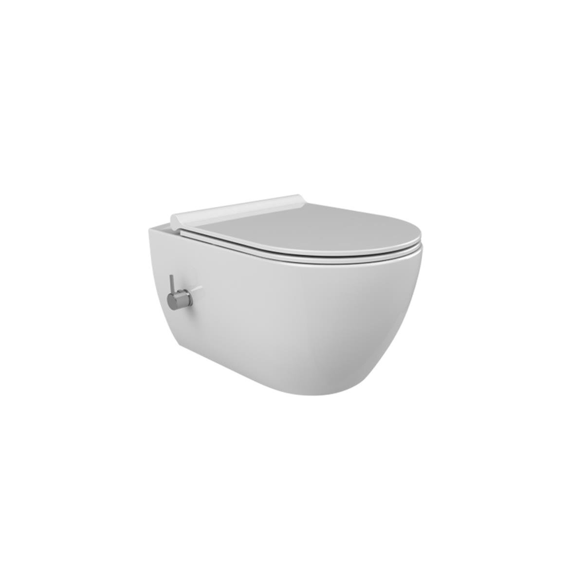 Turkuaz Cerastyle City Rimless Entegre Ara Musluklu Asma Klozet + Yavaş Kapanan Kapak Set002032 (Sıcak Ve Soğuk Su) resmi