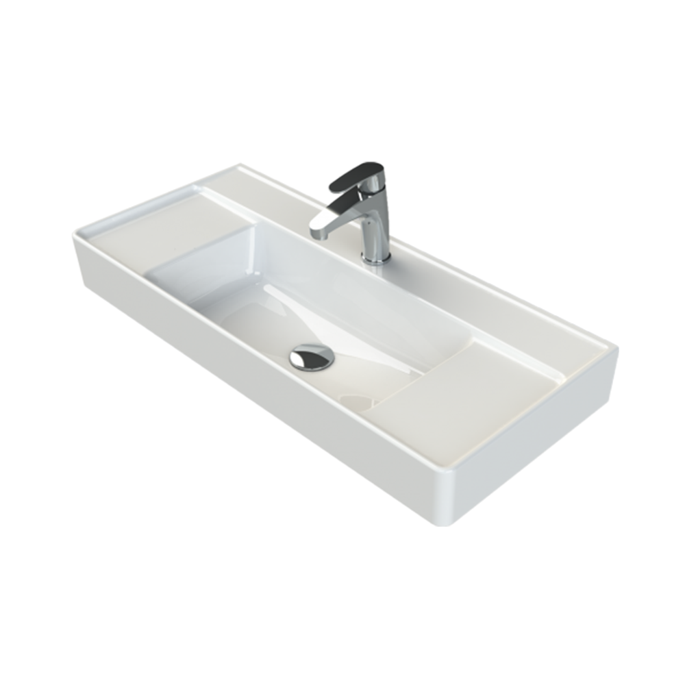 Turkuaz Cerastyle Sharp Etajerli Lavabo 85x38cm 046500-u resmi