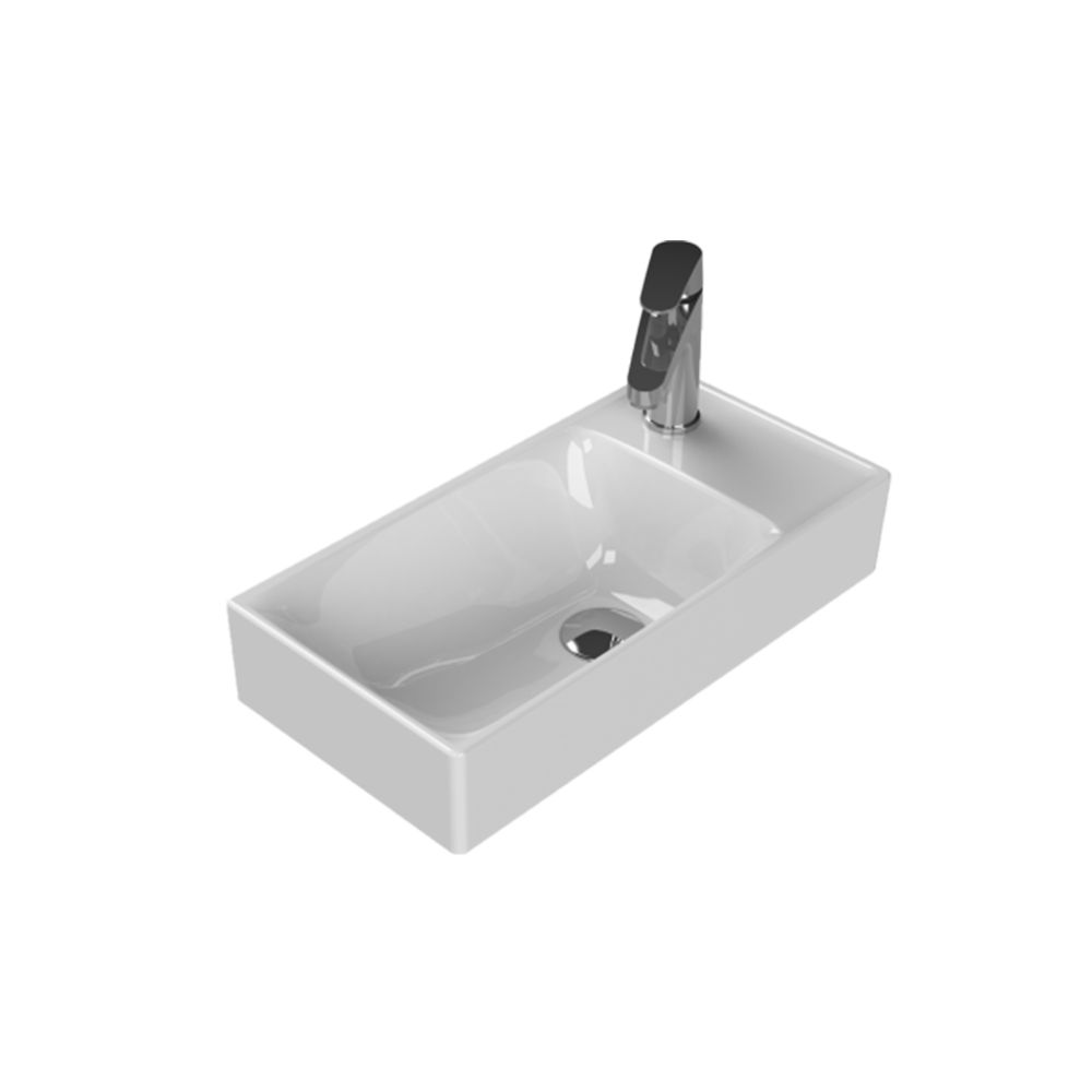 Turkuaz Cerastyle Sharp Etajerli Lavabo 50x25cm 037200-u(Sağdan Batarya Delikli) resmi