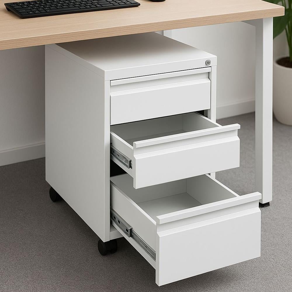 Usta Çelik Üç Çekmeceli Keson Beyaz 40x50x52h  resmi