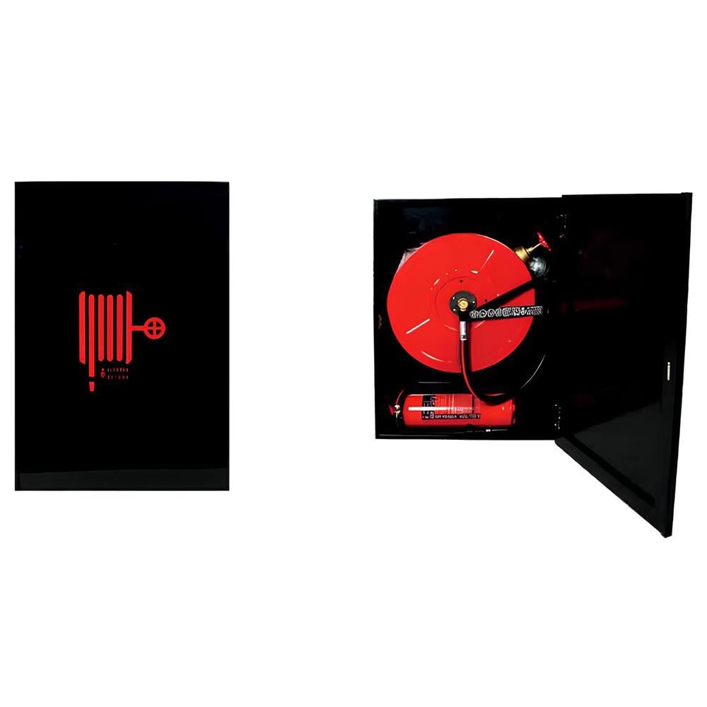 Öztürk 2" Vanalı 20 Mt Kauçuk Hortumlu Dik Tek Kapı Sıva Üstü Dekoratif Yangın Dolabı resmi