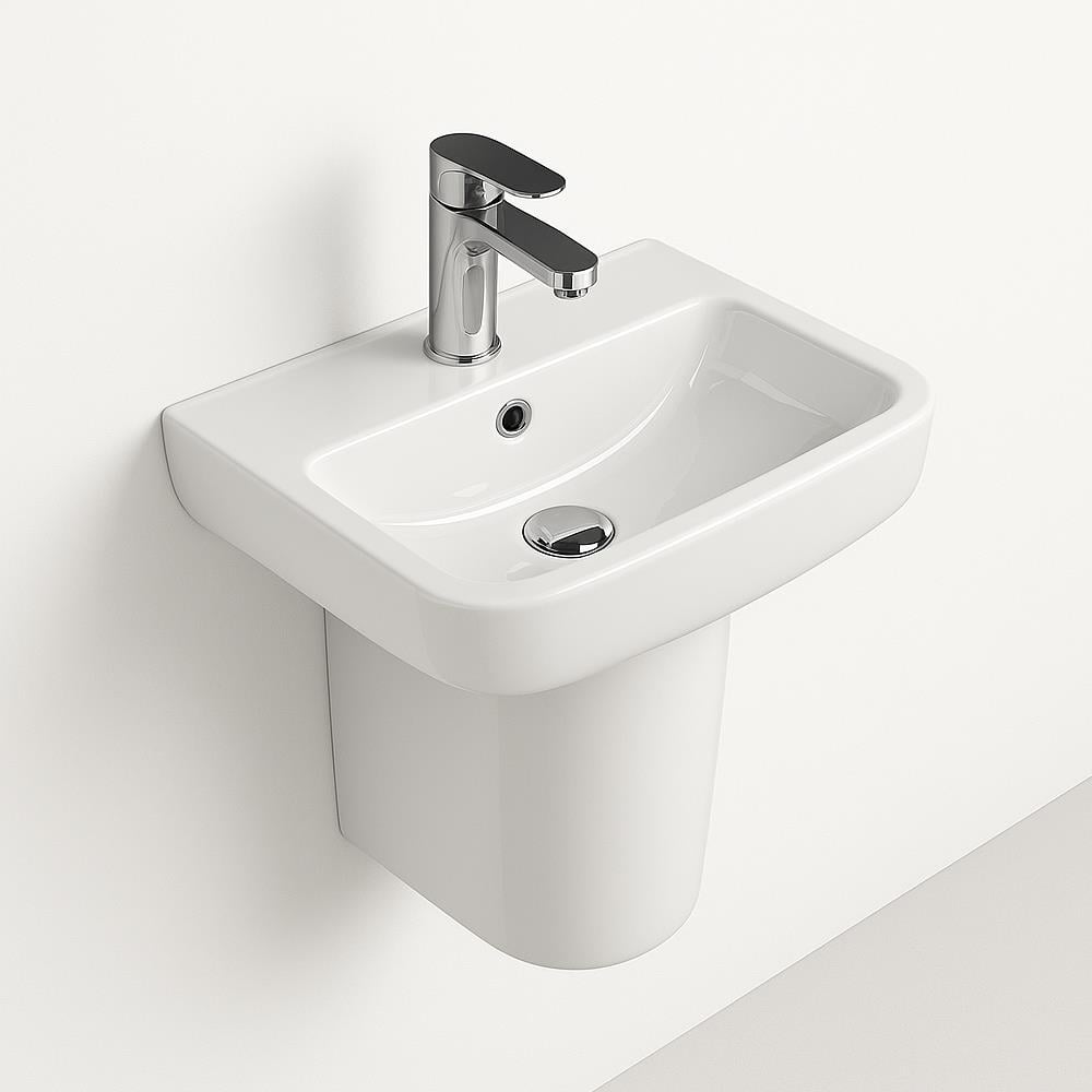 Turkuaz Cerastyle Duru Lavabo 45X35Cm 035200-U + Duru Yarım Ayak 016900 resmi