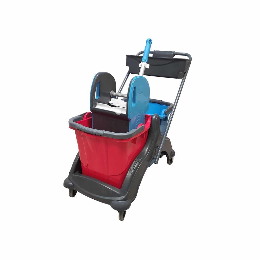 Üçtem Ck782 Çift Kovalı Plastik Presli Sepetli Temizlik Arabası Seti resmi