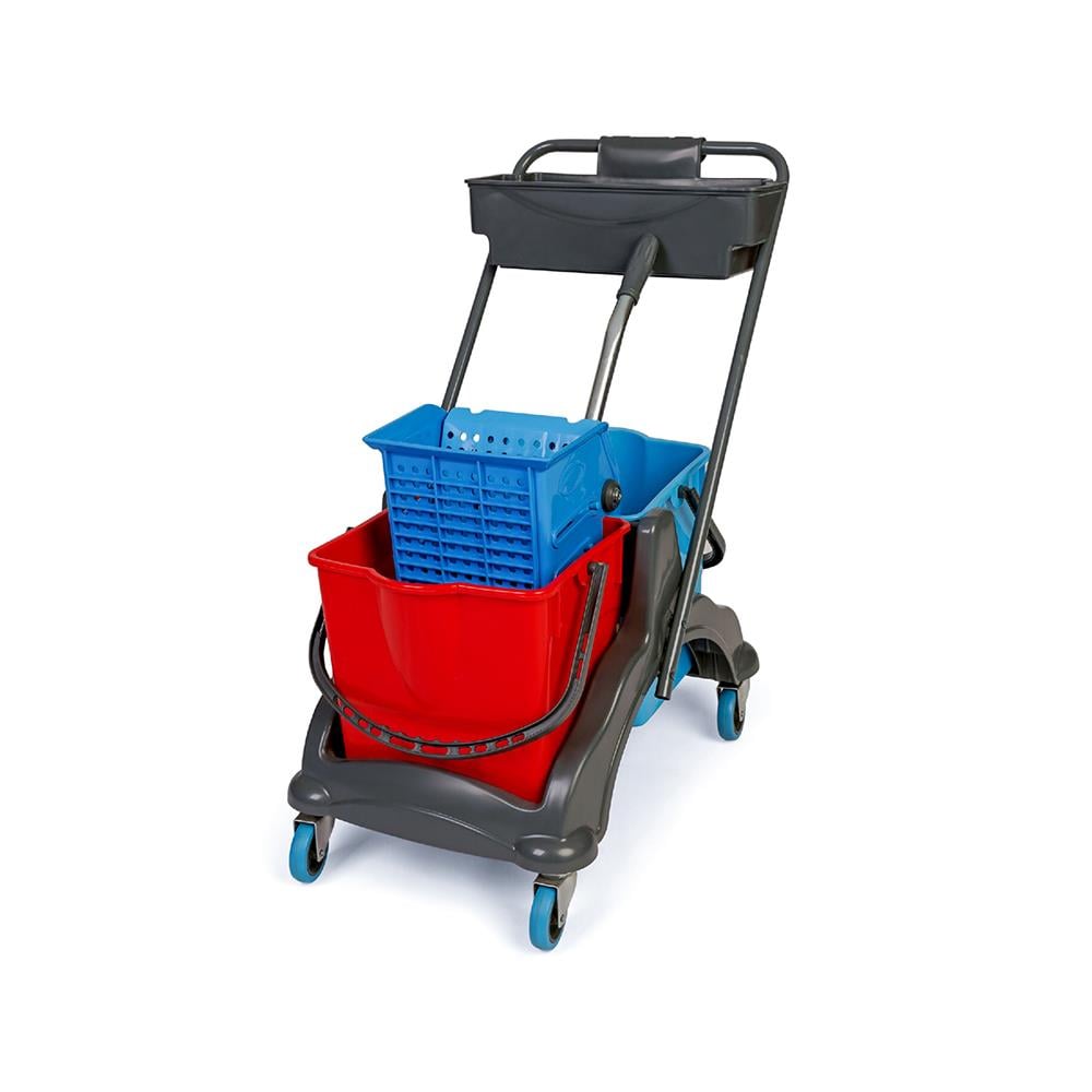 Üçtem Ck770 Çift Kovali Plastik Presli Sepetli Temizlik Arabası Seti resmi