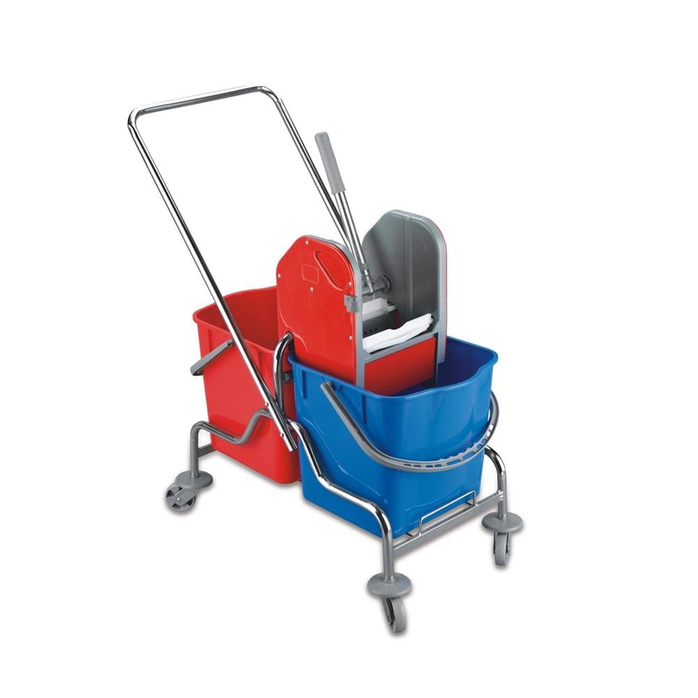 Üçtem Ck753 Çift Kovalı Plastik Presli Krom Temizlik Arabası Seti resmi