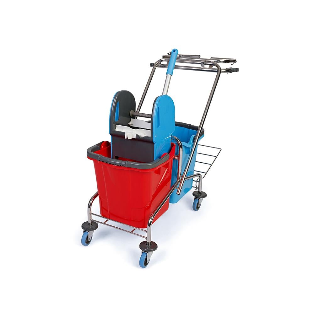 Üçtem Ck760 Çöp Toplayıcı Krom Çift Kovalı Temizlik Arabası Seti resmi