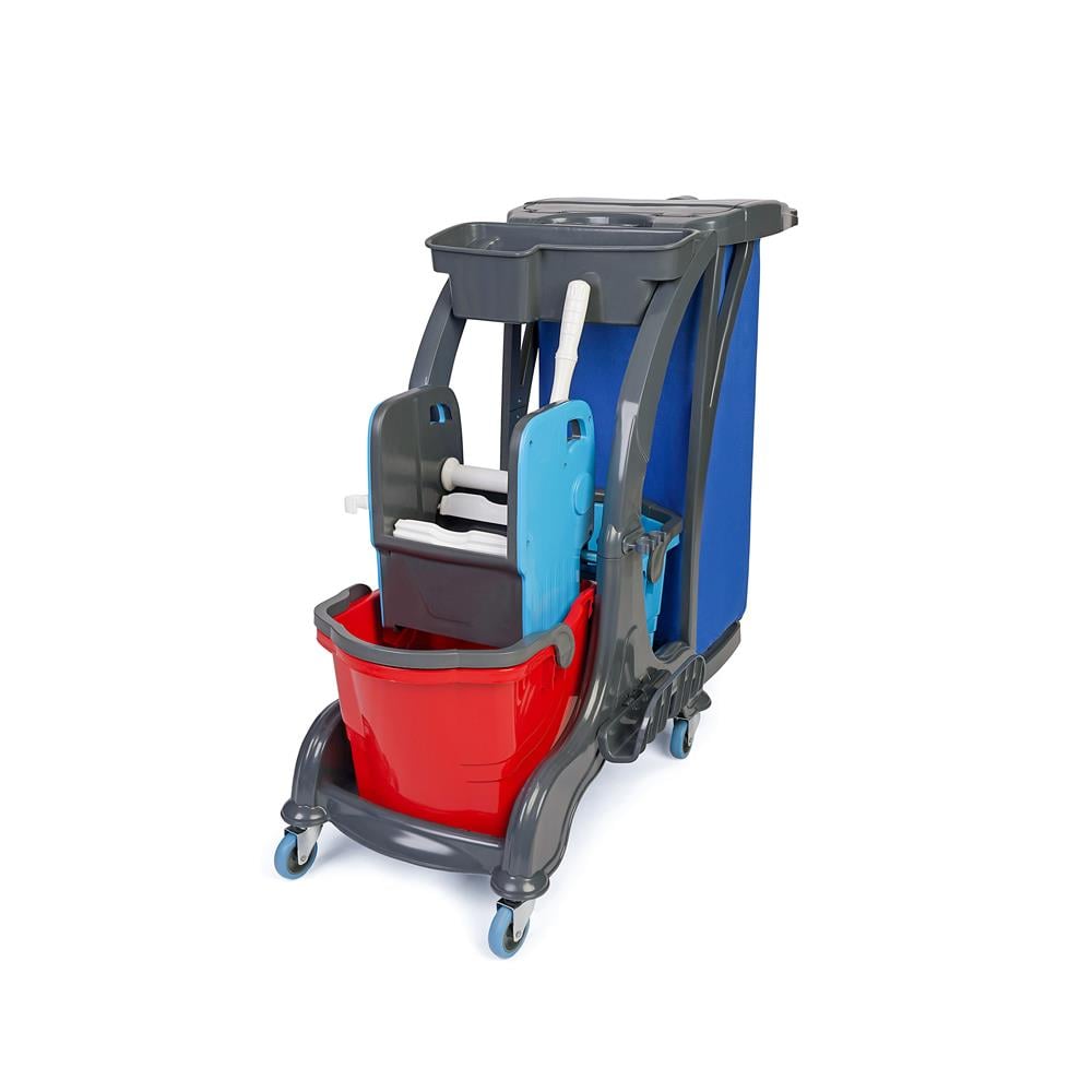 Üçtem Hck716 Herkül Çift Kovalı Sepetli Brandalı Temizlik Arabası Kiti resmi
