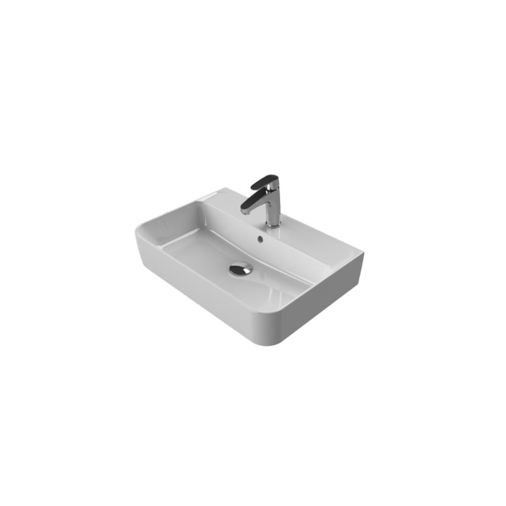 Turkuaz Cerastyle Hera Tezgah Üstü Duvara Sıfır Lavabo 60X42Cm 079200-U resmi