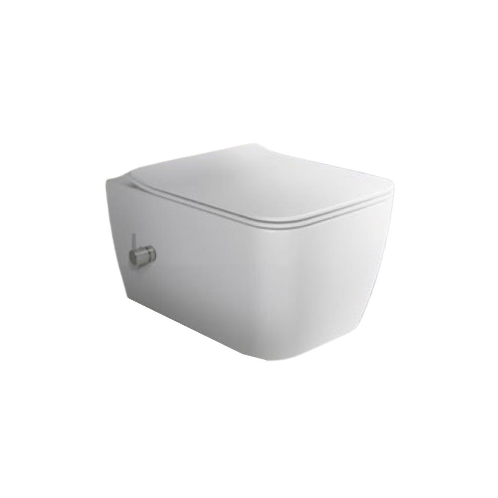 Turkuaz Cerastlye Hera Rimless Entegre Ara Musluklu Asma Klozet + Yavaş Kapanan Kapak Set017008 (Sıcak Ve Soğuk Su) resmi