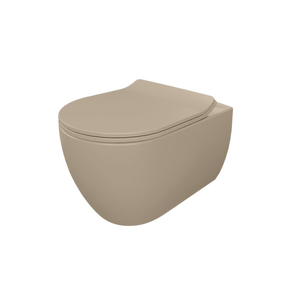 Turkuaz Cerastyle City Rimless Asma Klozet Mat Kapuçino + Uf Yavaş Kapanan Kapak Set002009 resmi