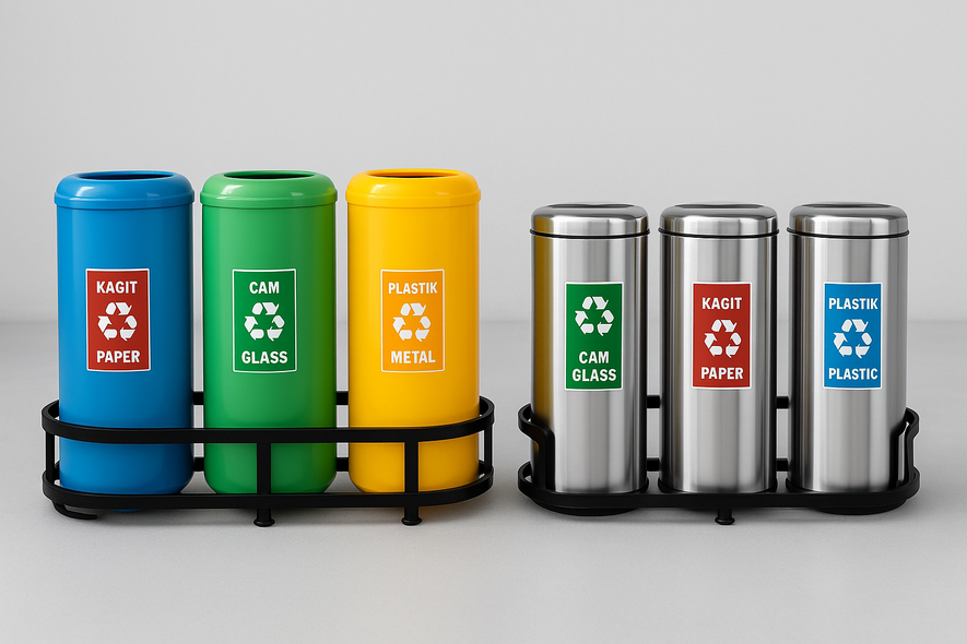 Paslanmaz Geri Dönüşüm Atık Kovaları