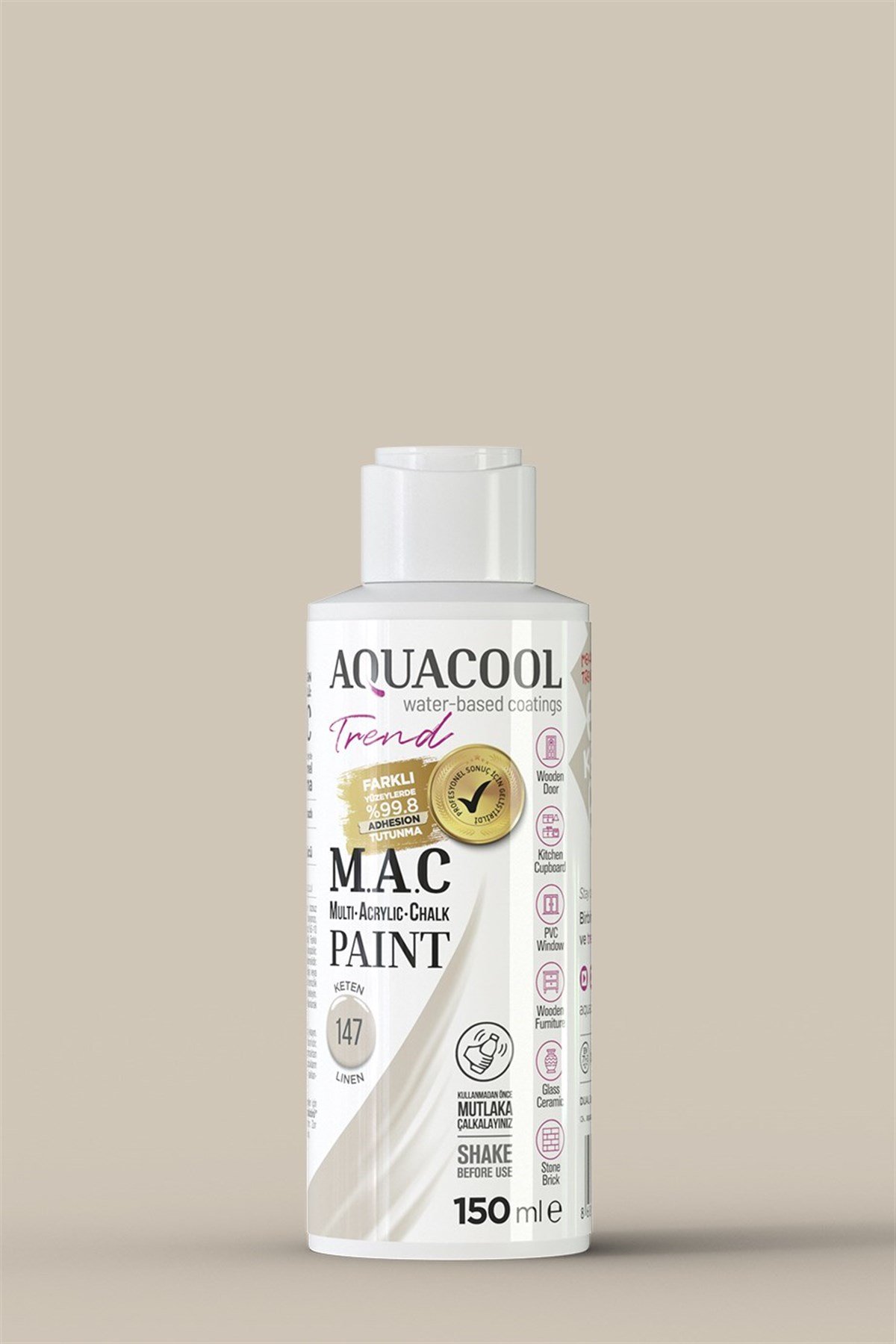 Aquacool Trend M.A.C Su Bazlı Akrilik Hobi Boyası 147 Keten 150 Ml resmi