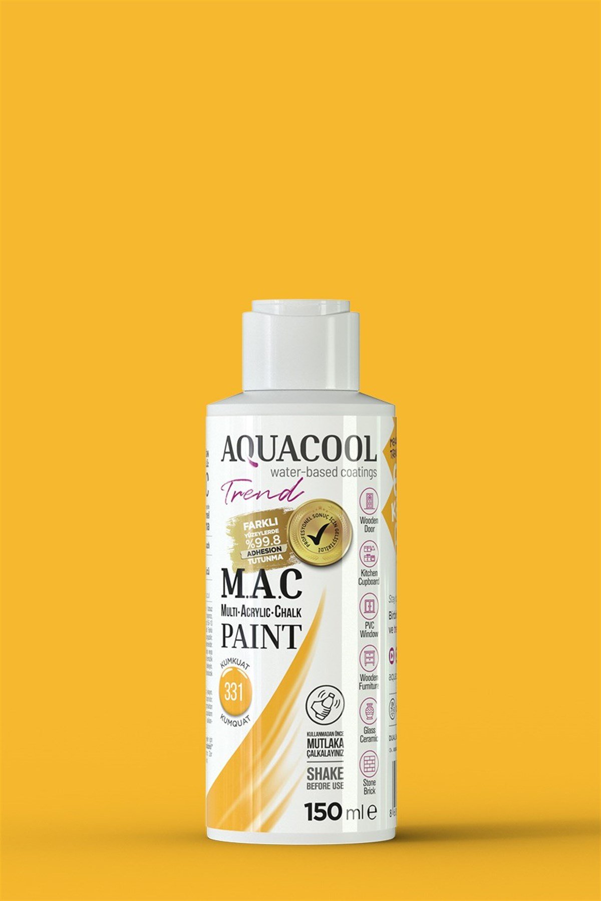 Aquacool Trend M.A.C Su Bazlı Akrilik Hobi Boyası 331 Kumkuat 150 Ml resmi