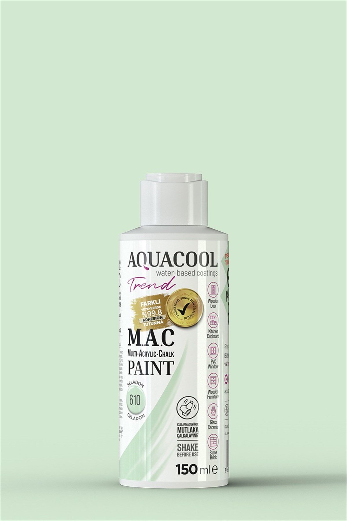 Aquacool Trend M.A.C Su Bazlı Akrilik Hobi Boyası 610 Seladon 150 Ml resmi