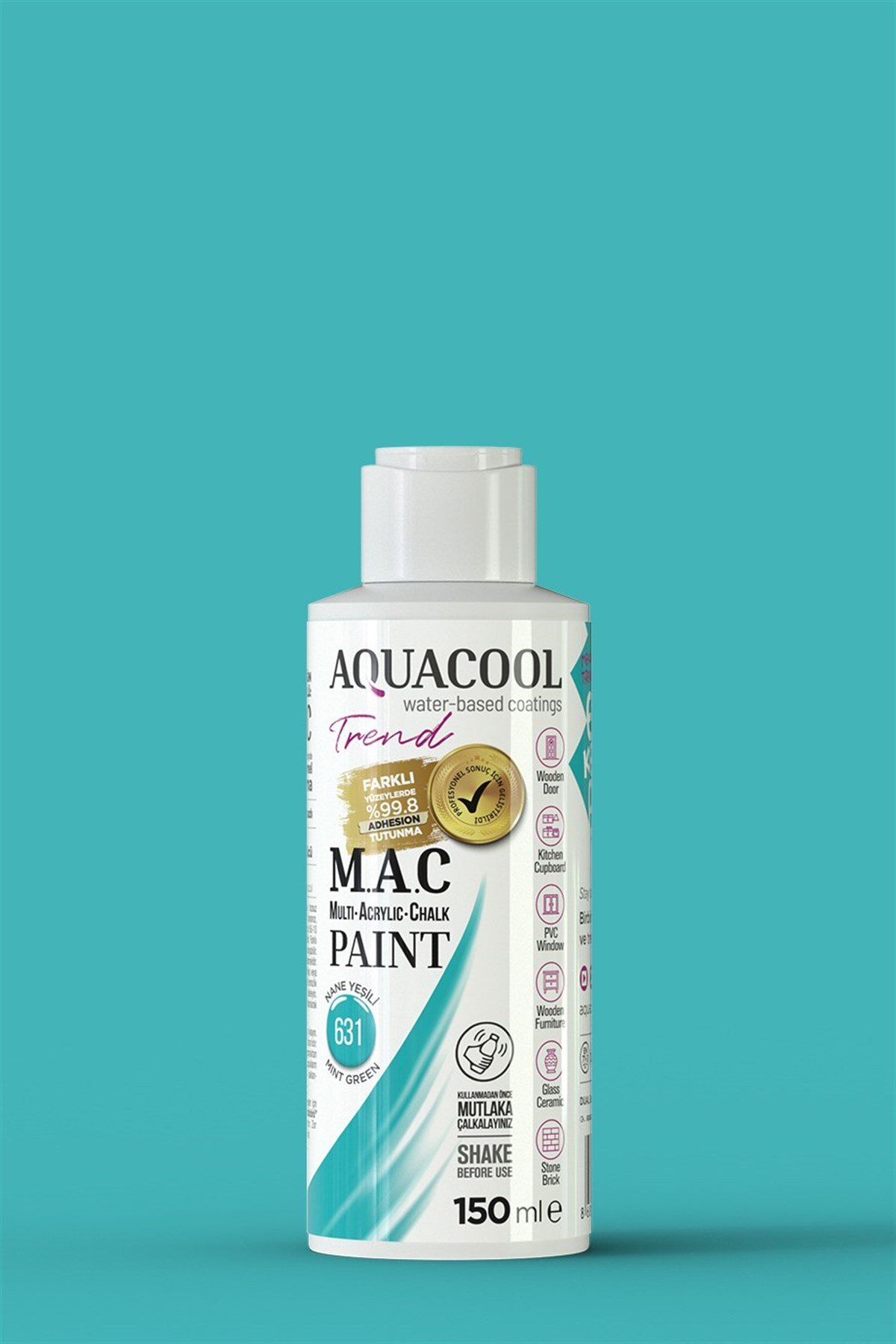 Aquacool Trend M.A.C Su Bazlı Akrilik Hobi Boyası 631 Nane Yeşili 150 Ml resmi
