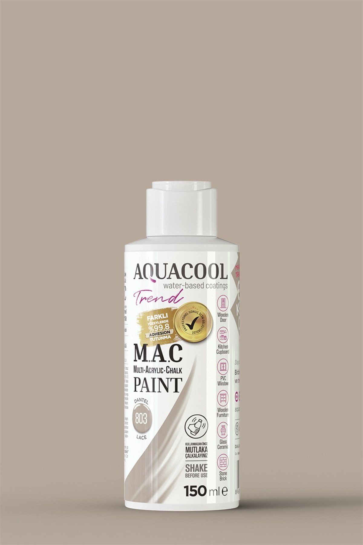 Aquacool Trend M.A.C Su Bazlı Akrilik Hobi Boyası 803 Dantel 150 Ml resmi