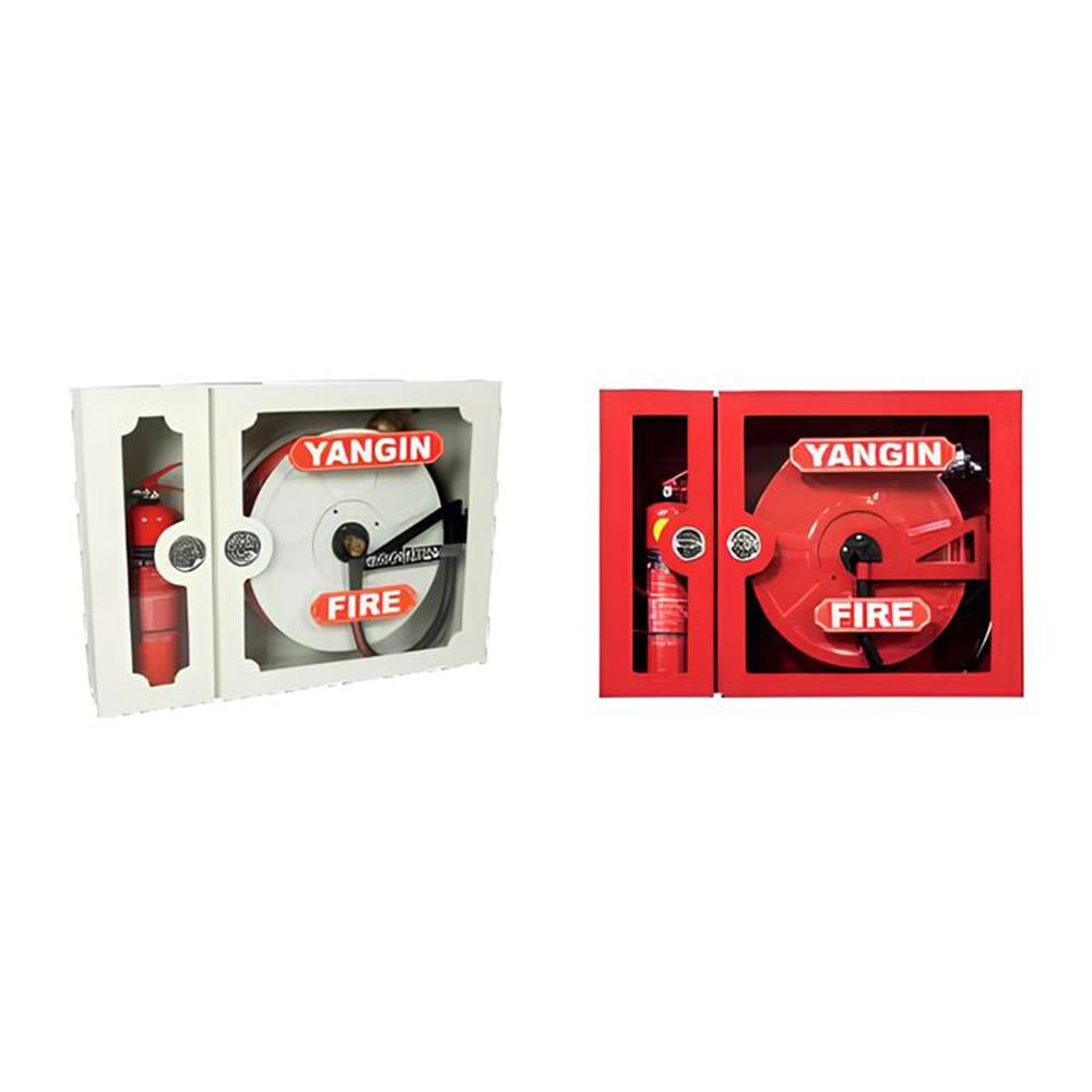 Öztürk 2" Vanalı 20 Mt Kauçuk Hortumlu Çift Kapı Sıva Üstü Cam Kapak Yangın Dolabı resmi