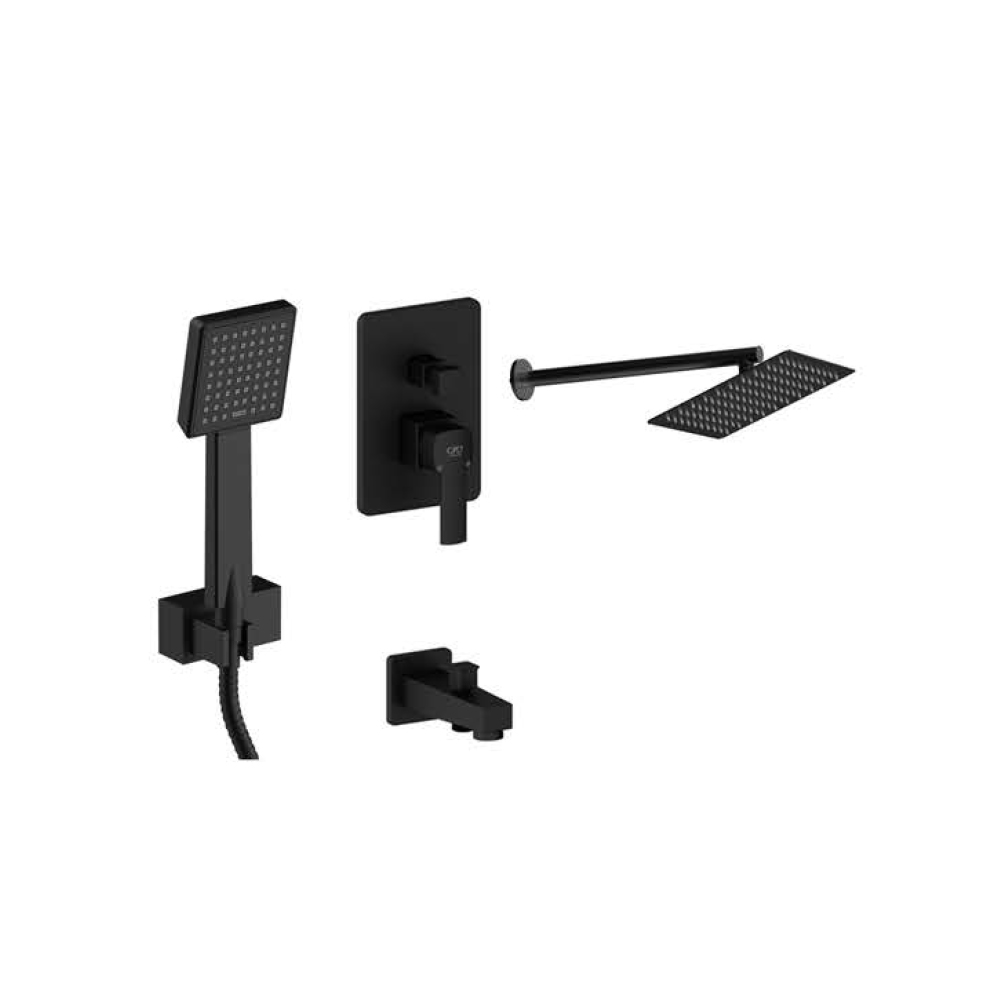 Gpd Pedra Ankastre Duş Seti Basmalı Siyah Bns06-S resmi