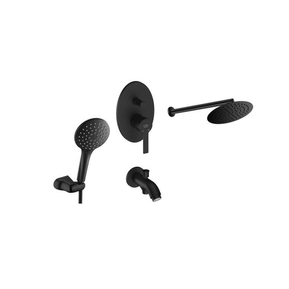 Gpd Solus Ankastre Duş Seti Çevirmeli Siyah Bns09-S resmi