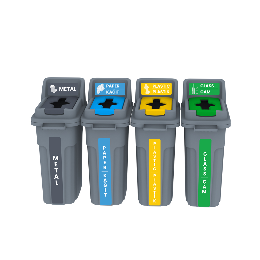 Üçtem Geri Dönüşüm Seti Kilitli Kapaklı Utp402 resmi