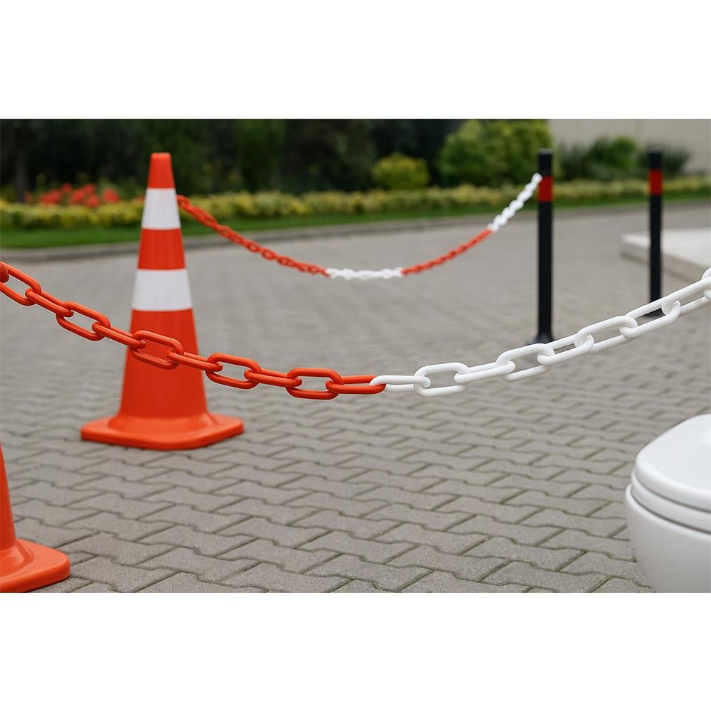 Plastik Zincir Kırmızı Beyaz 6mm (mt) resmi