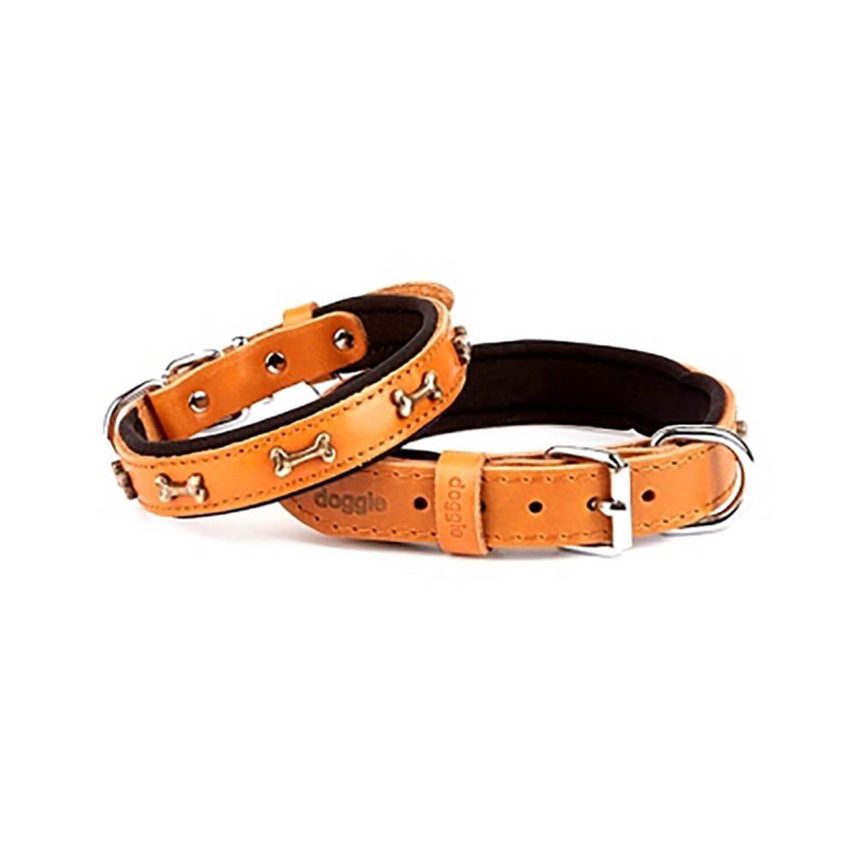 Doggie Konfor Deri Kemik Süslü Köpek Boyun Tasması Camel 2x30-35Cm SBT2062SCAMEL resmi