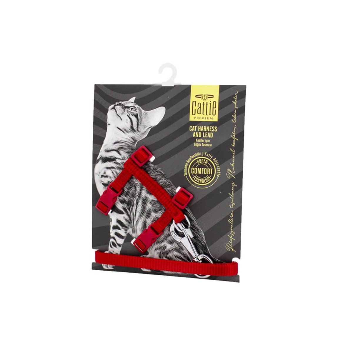 Cattie Kedi Göğüs ve Gezdirme Takımı Kırmızı 1x25-40Cm KTRED resmi
