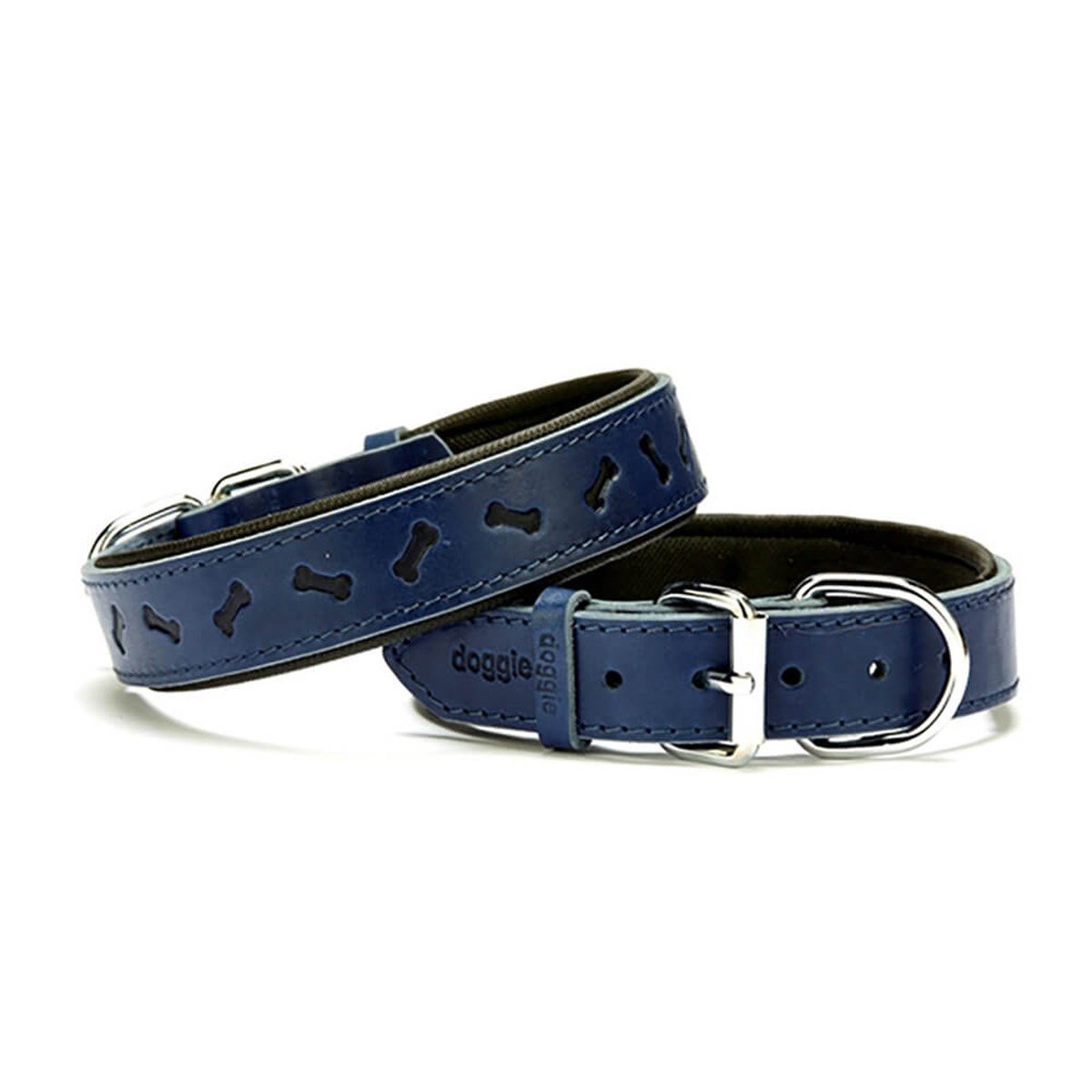 Doggie Konfor Deri Kemik Desenli Köpek Boyun Tasması Mavi 3x42-50Cm SBT3035MROYALBLUE resmi