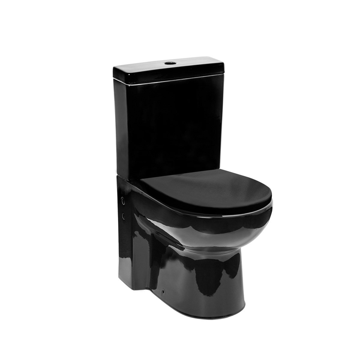 Newarc Modern Duvara Sıfır Siyah Klozet 3822B + Rezervuar + İç Takım + Modern Duroplast Siyah Kapak 7210B resmi