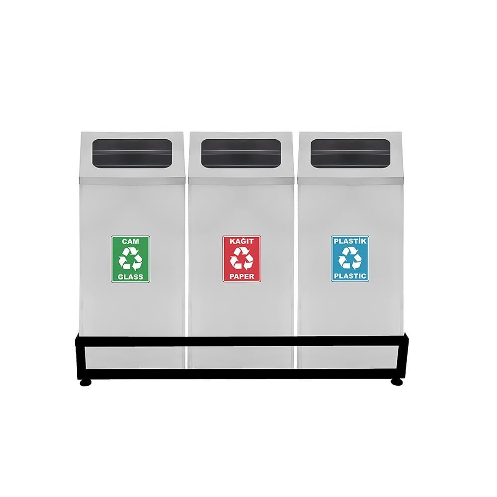 Maxilow Geri Dünüşüm Atık Kovası Zarf Kapak 3'Lü Ss430 18251 resmi