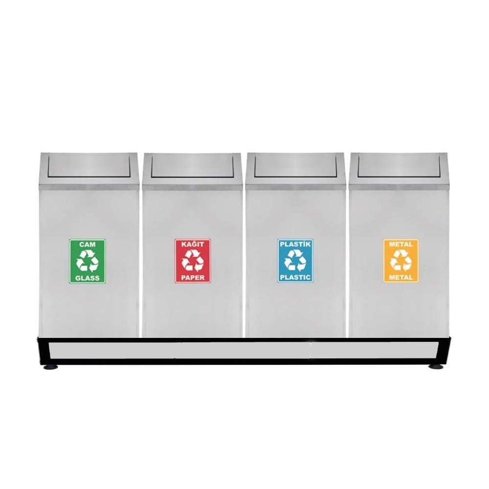 Maxiflow Geri Dünüşüm Atık Kovası Sallanır Kapak 4'Lü Ss430 23439 resmi