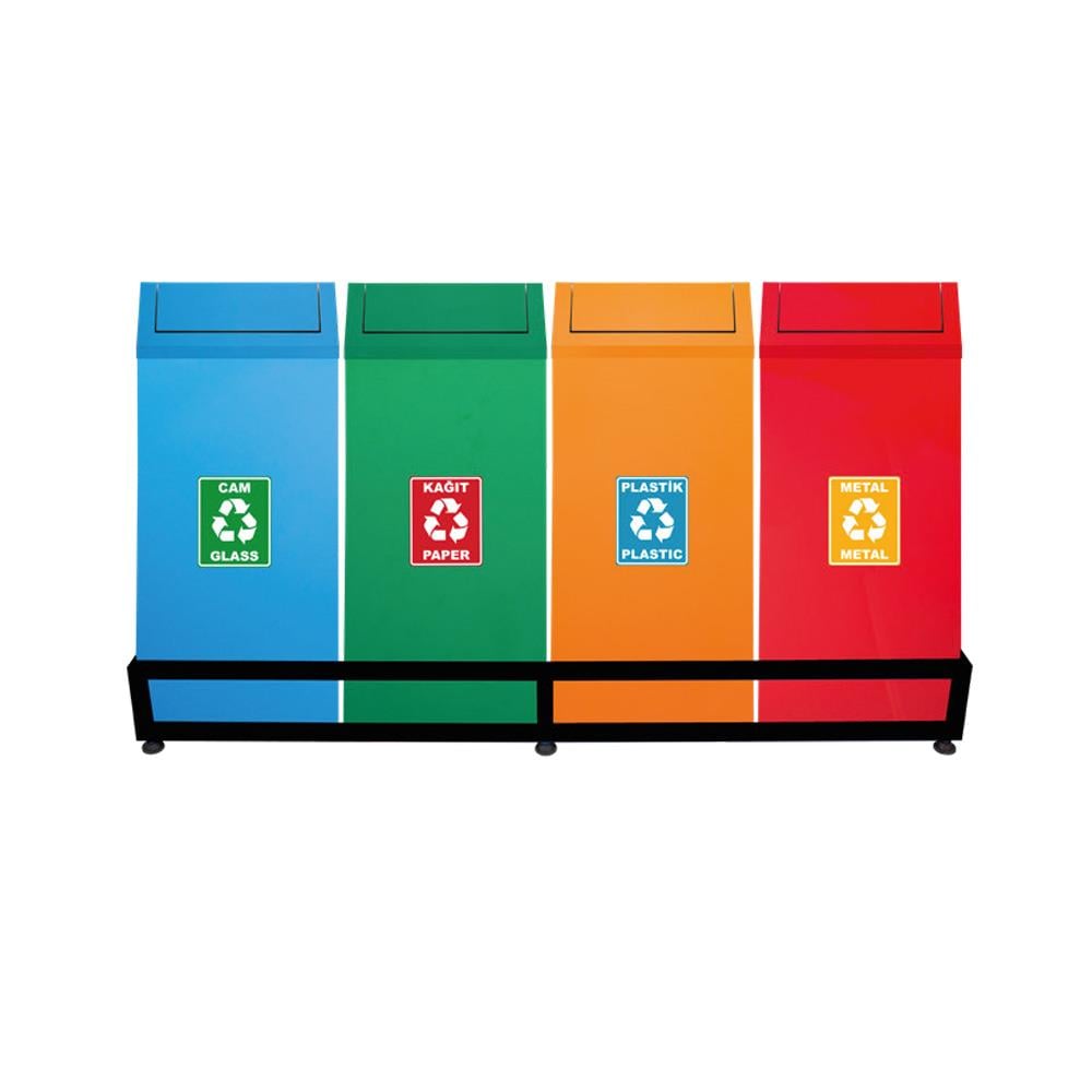 Maxiflow Geri Dünüşüm Atık Kovası Sallanır Kapak 4'Lü Boyalı 23440 resmi