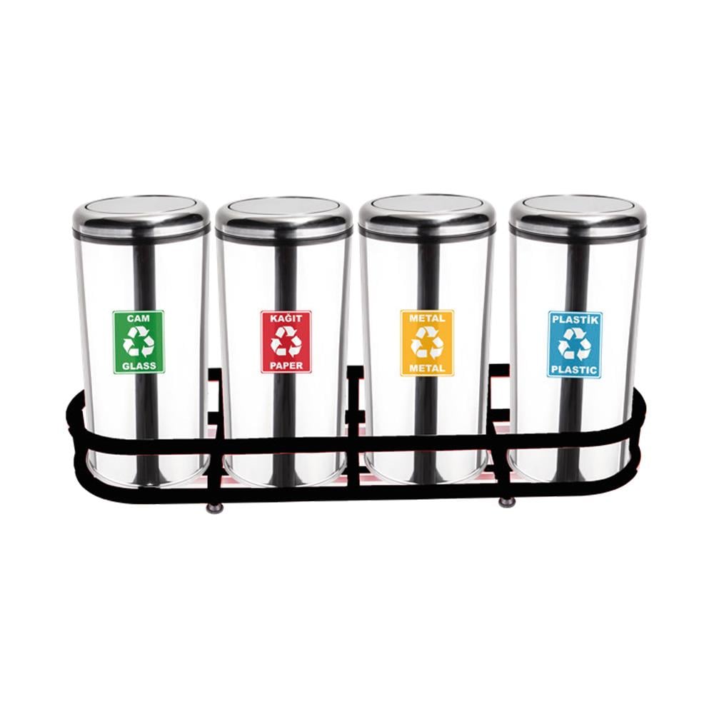 Maxiflow Geri Dönüşüm Atık Kovası Pratik Kapak 4'Lü Ss430 23437 resmi