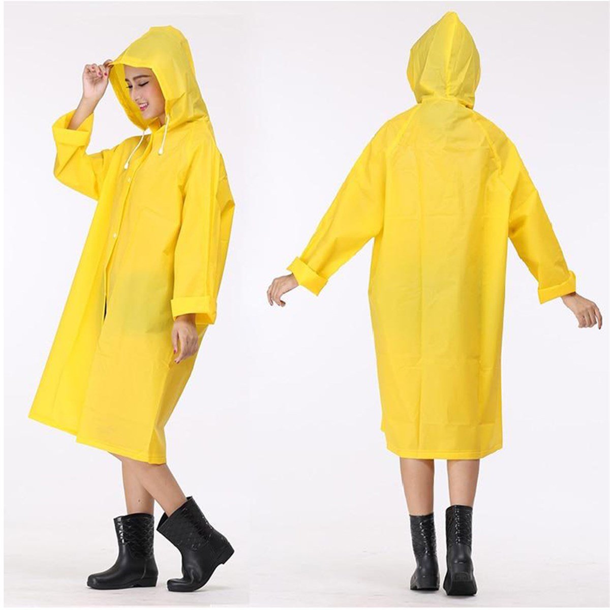 Pvc Eva Yağmurluk Pardesü Sarı 0.13MM (Unisex) resmi