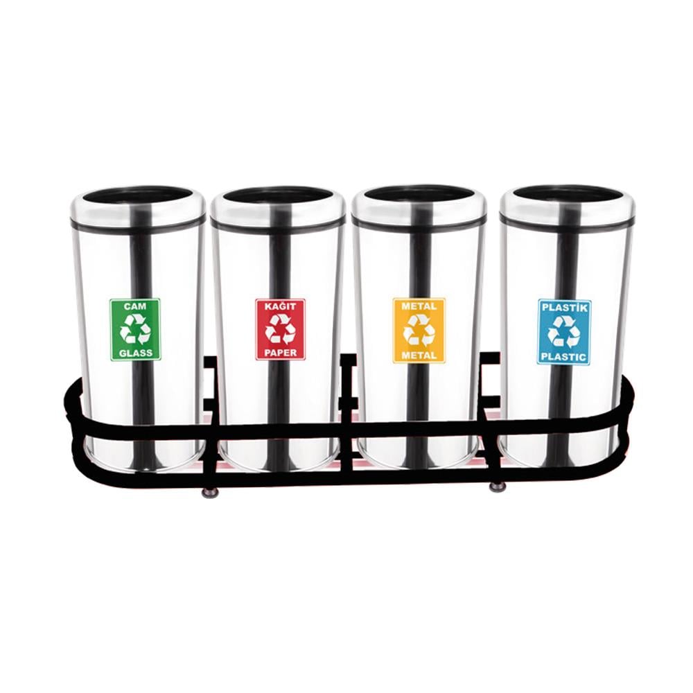 Maxiflow Geri Dönüşüm Atık Kovası Çemberli Kapak 4'Lü Ss430 23436 resmi